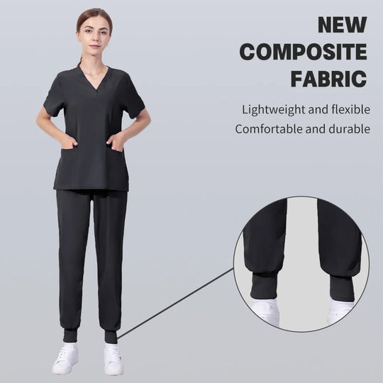Solid Color Nursing Scrubs Women Uniforms Elasticity Pet Clinic Nurse