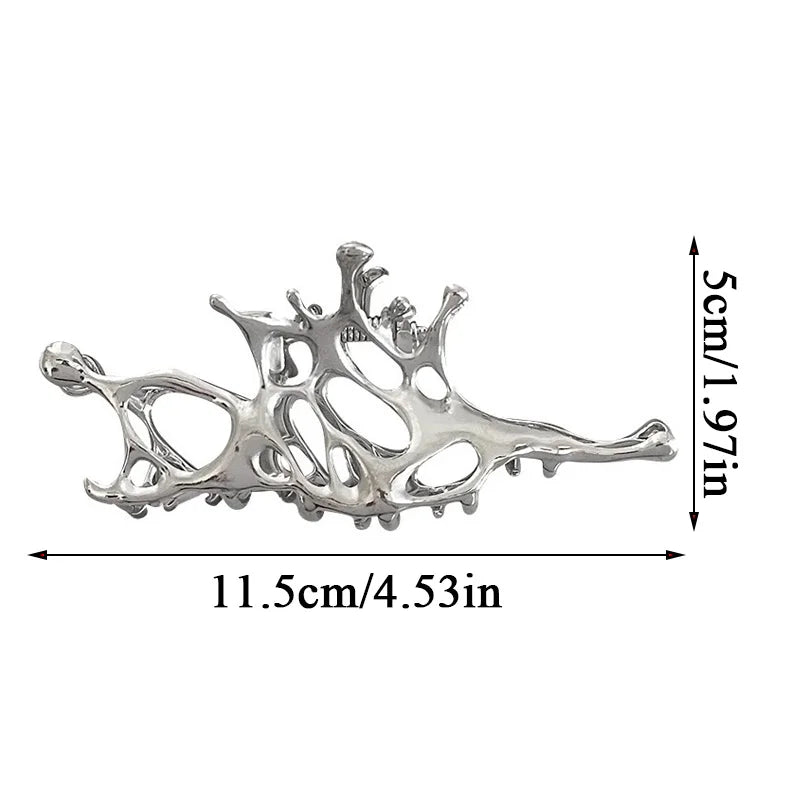 Fashion Y2k Geometric Claw Clips for Women Silver Color Large Metal