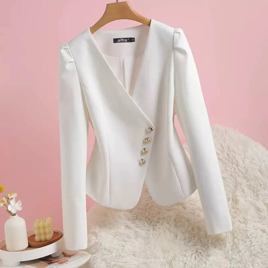 Temperament V-Neck Thin Suit Jacket Women's Long Sleeve Shirts Spring