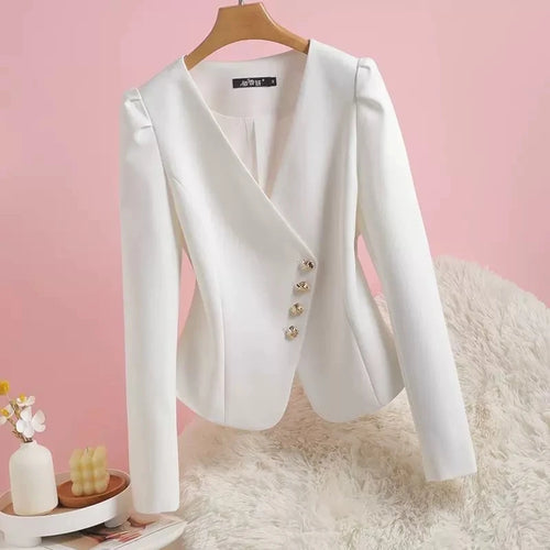 Temperament V-Neck Thin Suit Jacket Women's Long Sleeve Shirts Spring