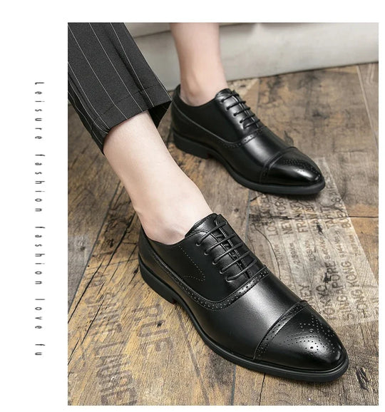 Men's Formal  Shoes Red Sole Fashion Business Casual Party Banquet Daily Retro Carved Lace-up Brogue Dress Wedding Shoes Size 48