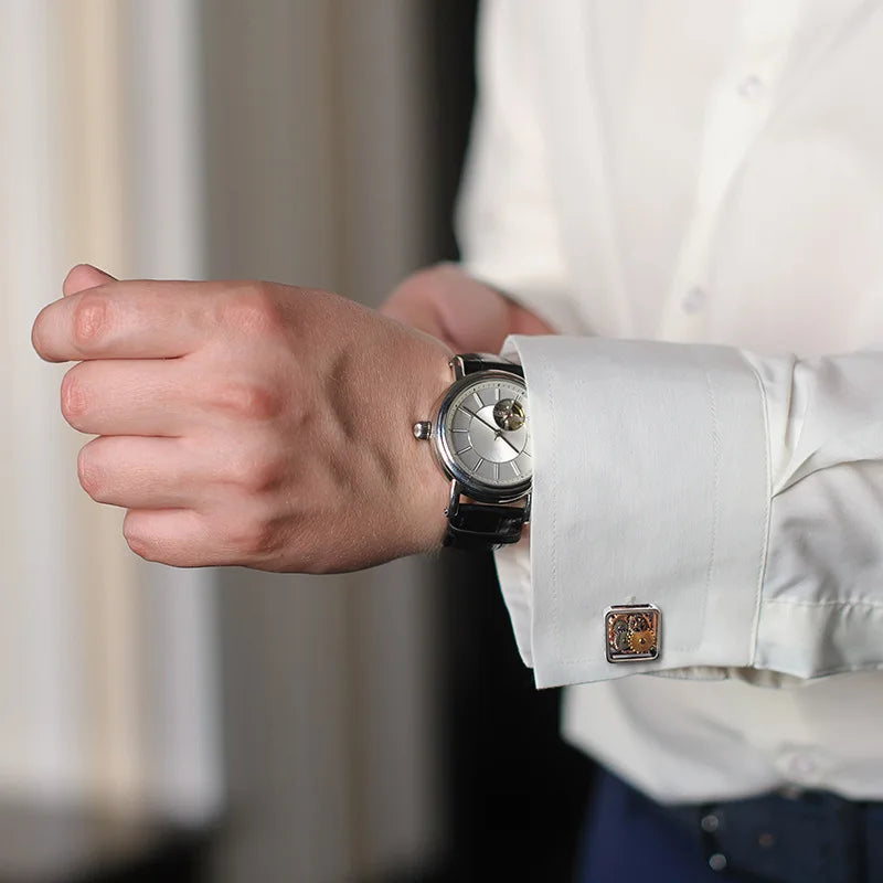 Brand Designer Watch Movement Cufflinks For Mens Business Wedding