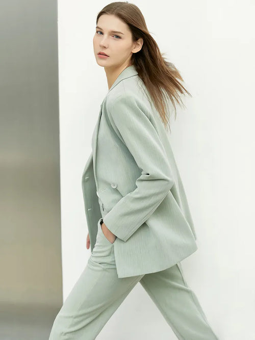 Amii Minimalism Spring Office Lady Blazer Women Jacket Lace V-neck