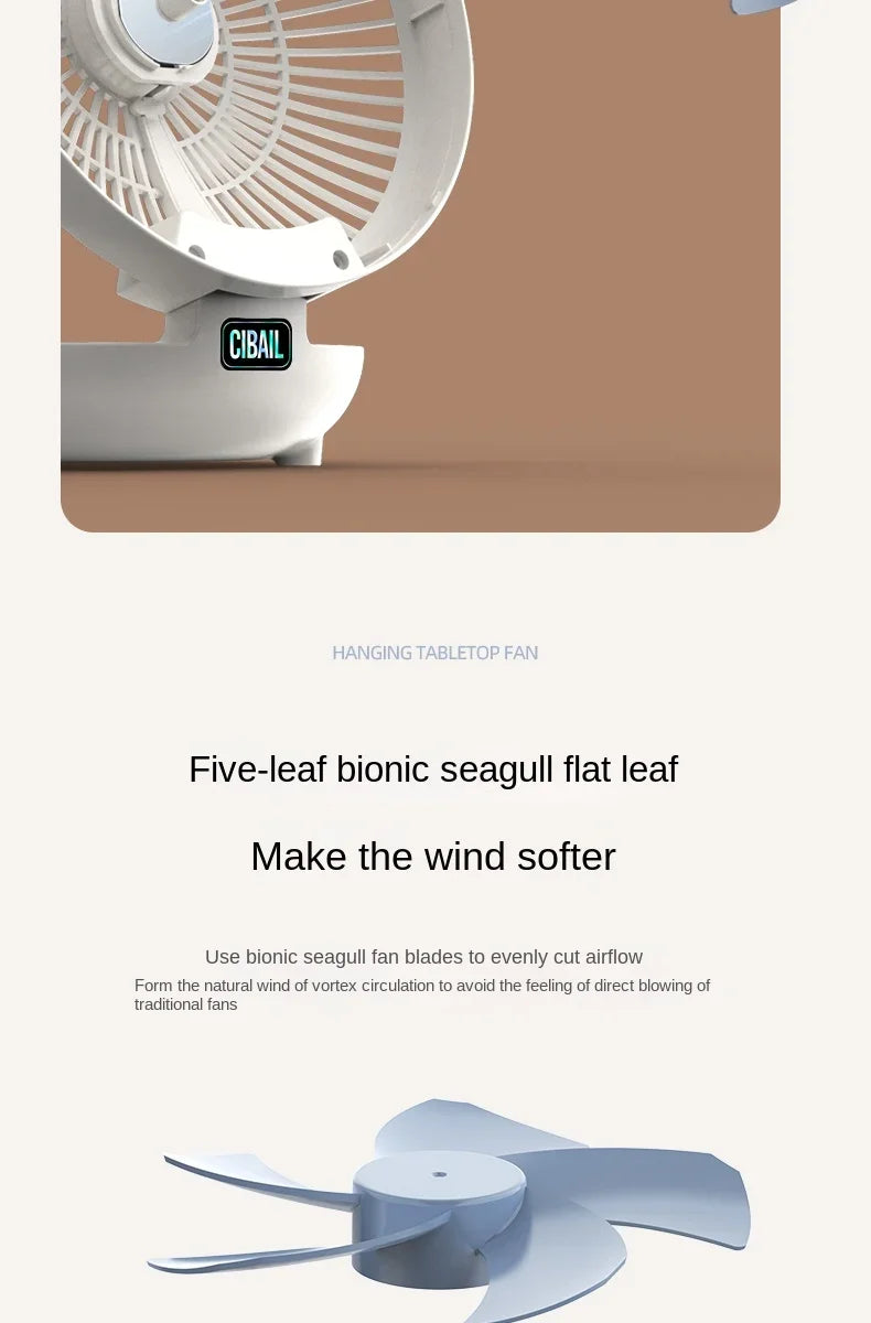 2IN1 Folding Desktop Fan Portable Air Conditioner Wall Mounted Fan Rechargeable with 3 Gears for Home Office