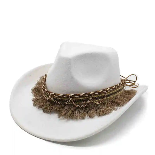Wide Brim Fedora Hat with Braided Tassel Band - Church Jazz Hat for Outdoor Events, Daily Casual Wear, Photography Accessories