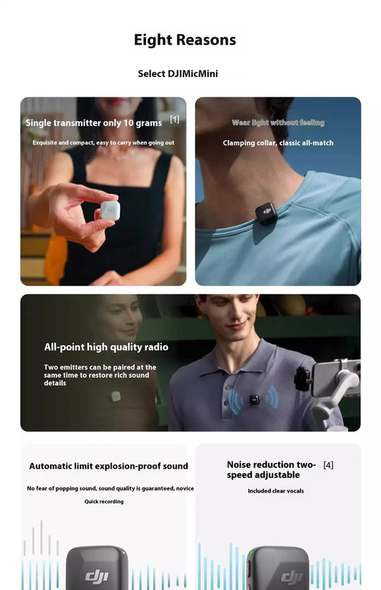 DJI Mic Mini 2TX 1RX add Charging Case Two-Level Active Noise Cancelling 48-Hour Operation High-Quality Audio Stable Transmissio