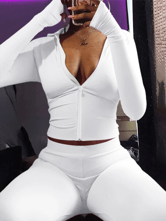 LW Hooded Collar Crop Top T-shirt Autumn Solid Color Long Sleeve Women's Hooded Crop Tops Slim Fit Short Streetwear Sporty sport