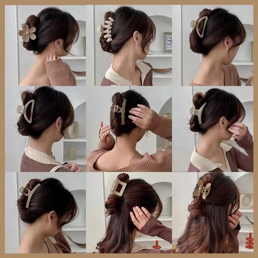 5PCS Frosted Hair Clips Simple Big Hair Claw Clips for Women Girls