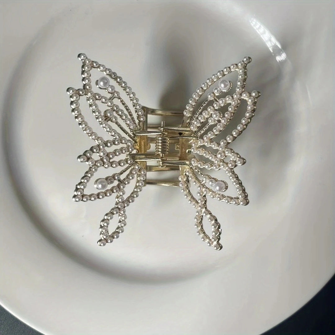 1pc zinc alloy rhinestone butterfly hair ornament, elegant butterfly