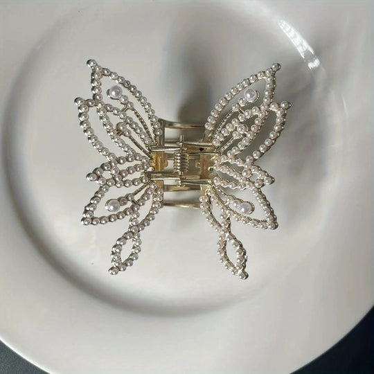 1pc zinc alloy rhinestone butterfly hair ornament, elegant butterfly