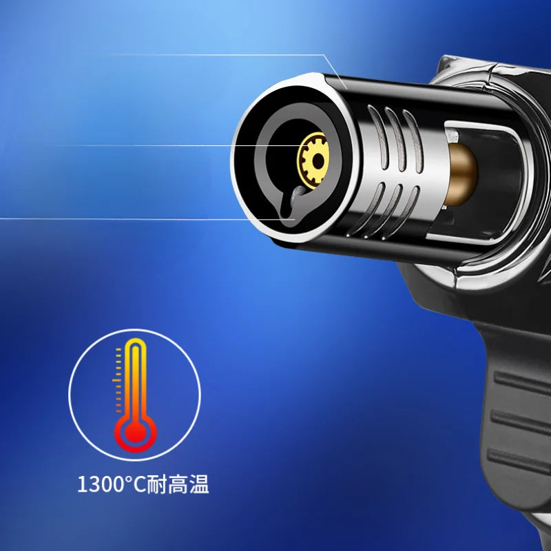 Outdoor Windproof Butane Gas Turbo Metal Lighter Multipurpose High Temperature Welding Gun Inflatable Lighter Men's Somking Tool