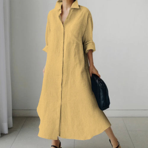 Solid Color Office V Neck Black Dress Long Sleeve High Temperament