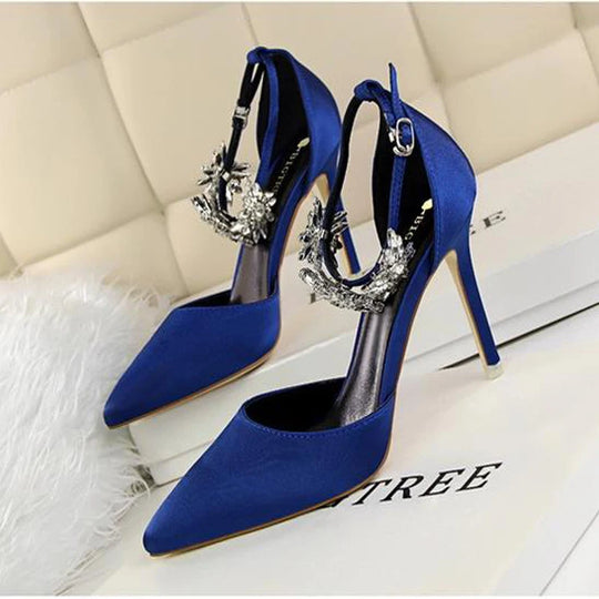 New Arrival Women Sandals High Heels 8Cm Elegant Office Ladies Shoes Women Sandals Silk Material Luxury Singles Party Shoes