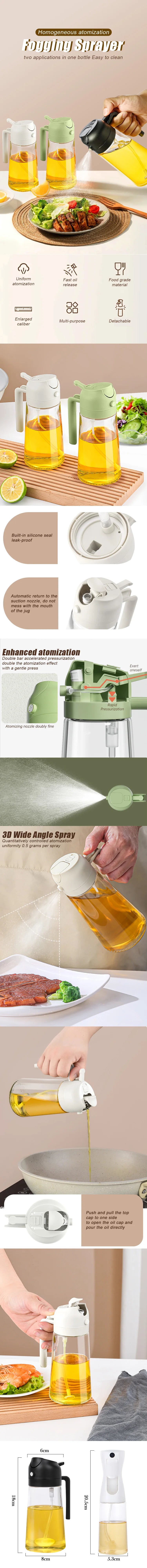 New 500ml Plastic Spray Oil Sprayer Bottle Atomized Fat Loss Spray Oil Artifact Oil Spray Bottle BBQ Cooking Kitchen Tool