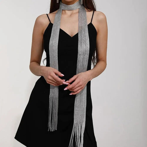 Shiny Neck Wrapped For Women Lace Tassel Party Evening Dress Scarf