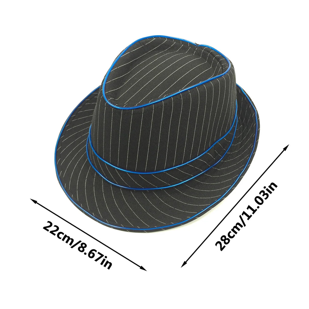 light up Men's hat and tie Led luminous Funny hat glowing Top Hat for Fluorescent club dance show props performances costumes