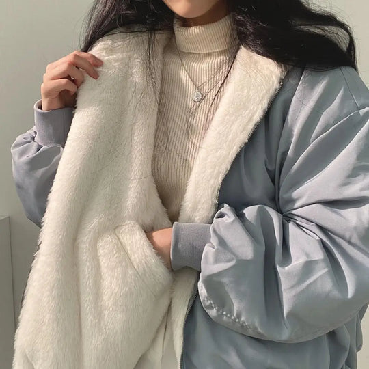 Winter Thicken Warm Parkas Women Oversized Kawaii Double Sided Hooded