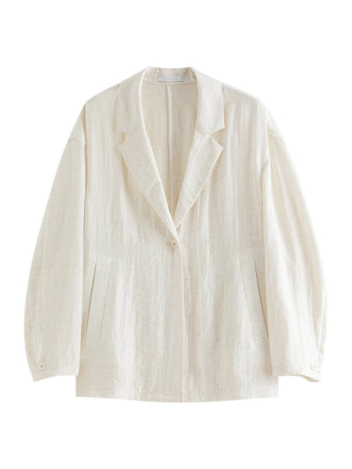 ZIQIAO Linen Solid White Cleanfit Women Suit 2024 Summer New Design