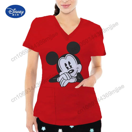 Fashion Vintage Y2k Tops V-neck Anime T-shirt Pocket Woman Clothes
