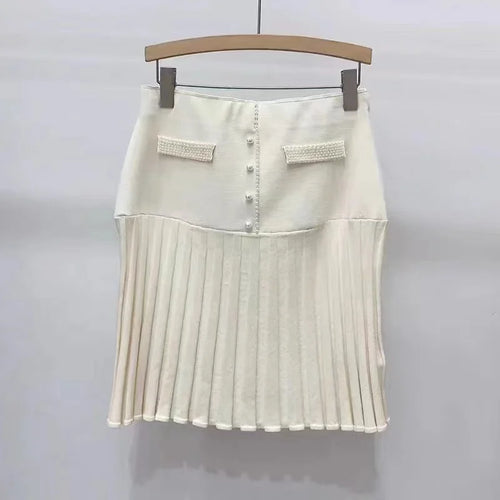 2024 New High Quality French Summer Pearl Decoration Knitted Long