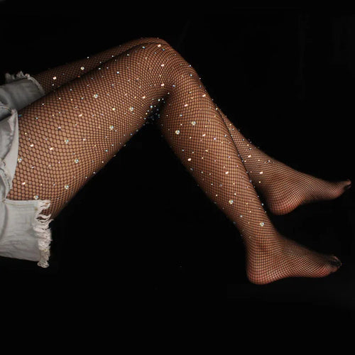 Summer Fishnet Diamond Pantyhose for Women Sexy Fashion Shiny Net