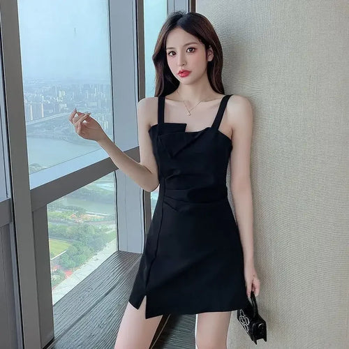 Women's Dress Black Beach Off Shoulder Mini Short Female Dresses