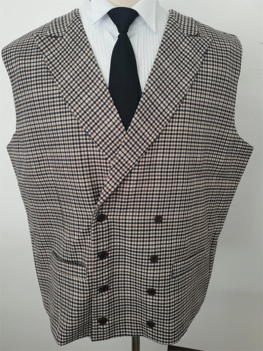 Burgundy Black Green 3 Color Small Square Thousand Bird Man‘s Suit Set Outfit Notch Lapel Blazer Trousers 3pcs Jacket Pants Vest