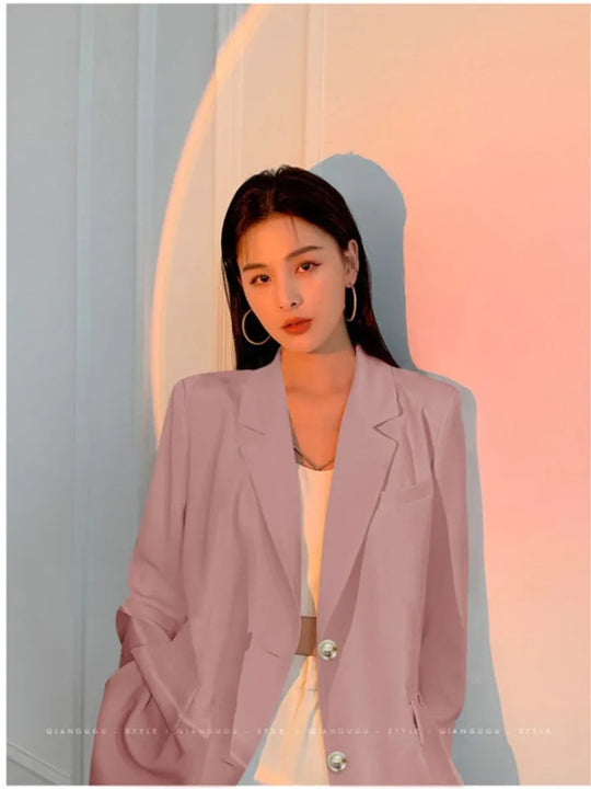 Casual Long Sleeve Suit Jacket Blazer Office Lady Spring Autumn