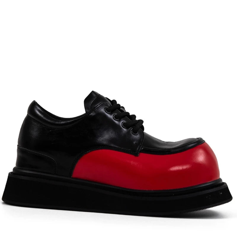 Red and Black Wide Version Derby Shoes for Men's Comfort Breathable Dress Shoes European/American Casual Height Increasing Shoes