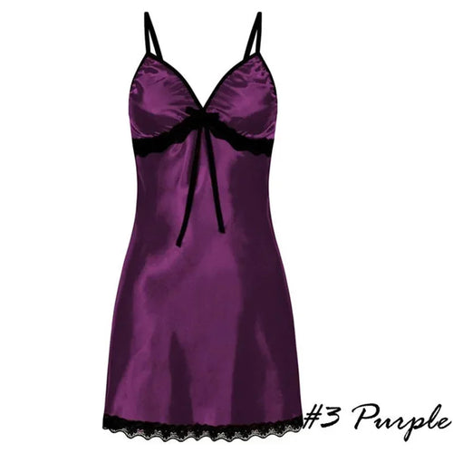 Women's Nightgown Sexy Sleepwear Silk Satin Nightwear Slip Dress