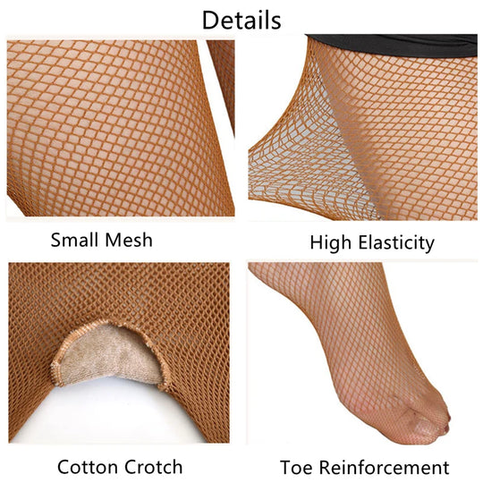 Plus Size Fishnet Tights Women Professional Reinforced Crotch & Toe