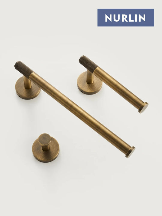 NU Brass Knurled Antique Bronze Bathroom Hardware Towel Rack