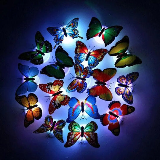 1~4 PCS Pasteable 3D Butterfly Night Lights Luminous Led Wall Sticker