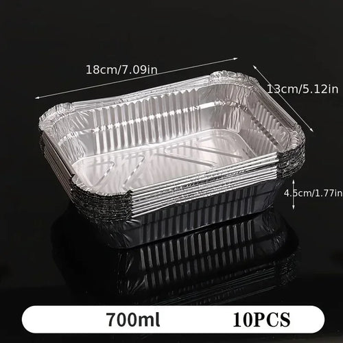 10pcs Rectangular Tinfoil Tray BBQ Special Thickened Bowl Takeaway