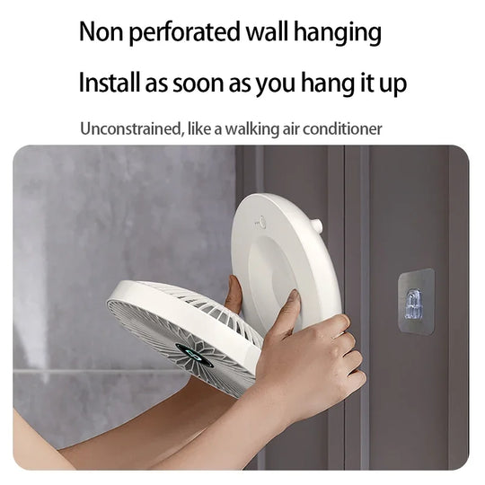 2IN1 Folding Desktop Fan Portable Air Conditioner Wall Mounted Fan Rechargeable with 3 Gears for Home Office