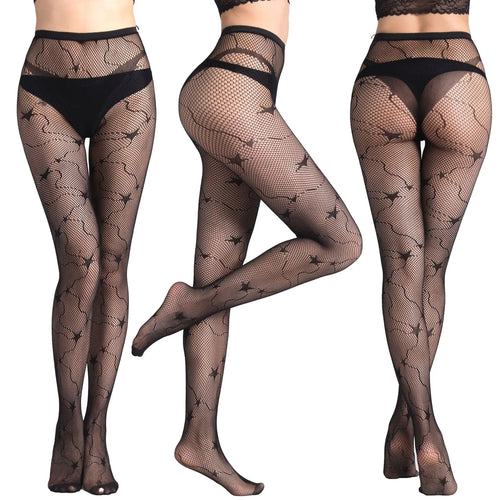 SIMPLEJEWEL Halloween Hot Women Sexy Gothic Fishnet Tights Stars Rose