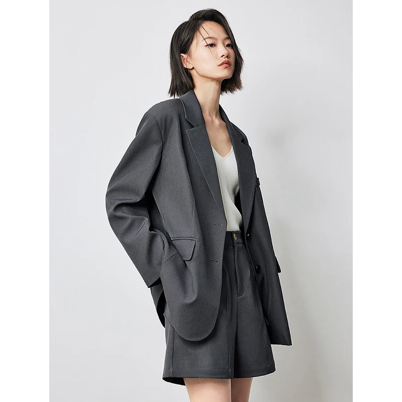 TOYOUTH 2023 Women Blazer Jacket Spring New Oversize Back Split Hem