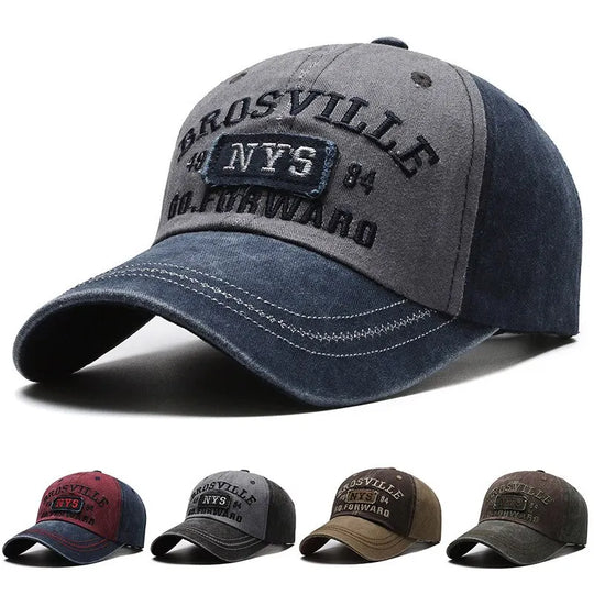 Four Seasons Men Baseball Cap Casual Distressed Washed Cotton Letter