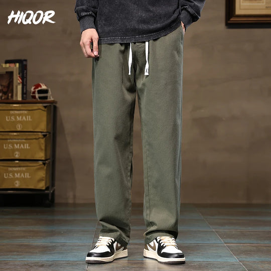 HIQOR Men Casual Pants Fashion Jogger Pant Loose Straight Wide Leg