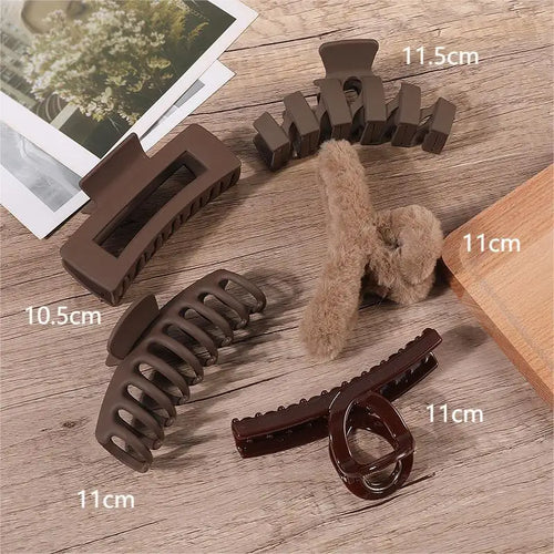 2/3/4Pcs Headwear Set Women Fashion Claw Clip Coffee Black Acrylic