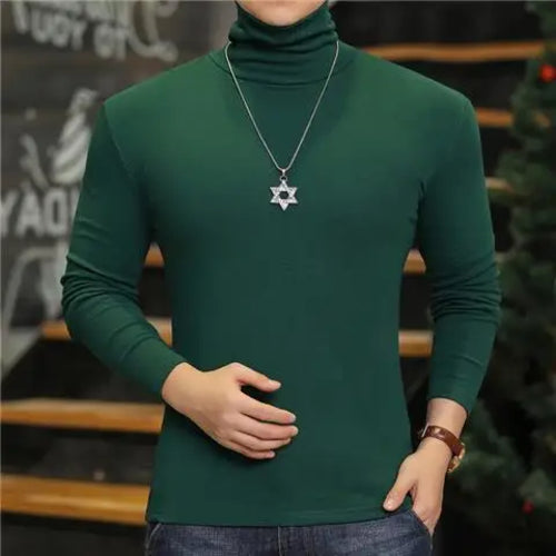 Fashion Men's Turtleneck T-Shirts Casual Autumn Winter High Collar New