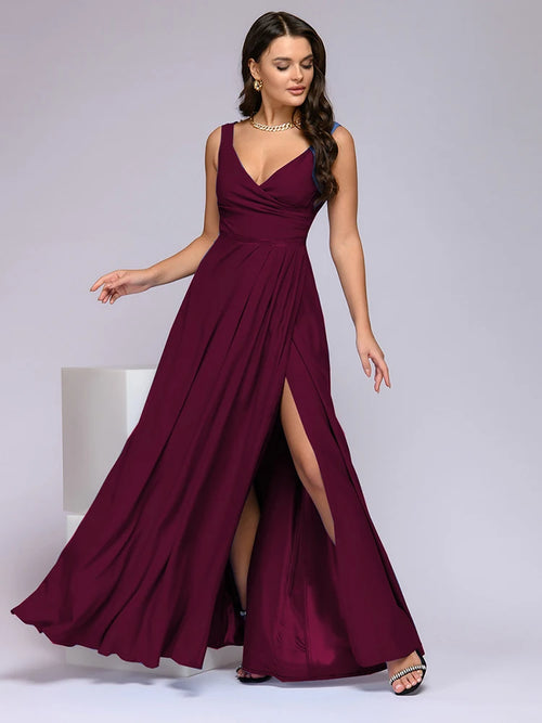 Spring Summer Dress Women 2024 Sexy Deep V Neck Sleeveless Slit Maxi