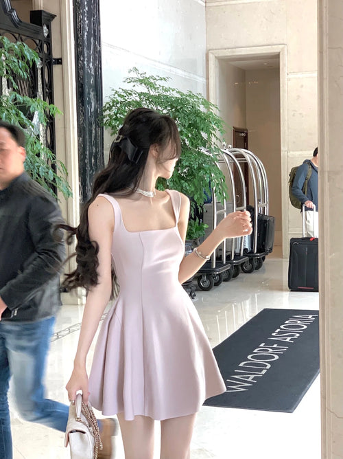 2024 Summer Solid Midi Dress Women French Elegant Holiday Party