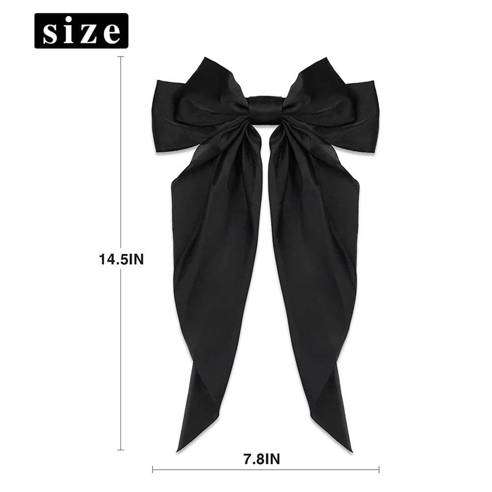 2Pcs/Set Elegant Bow Ribbon Hair Clip Women Fashion Solid Bowknot