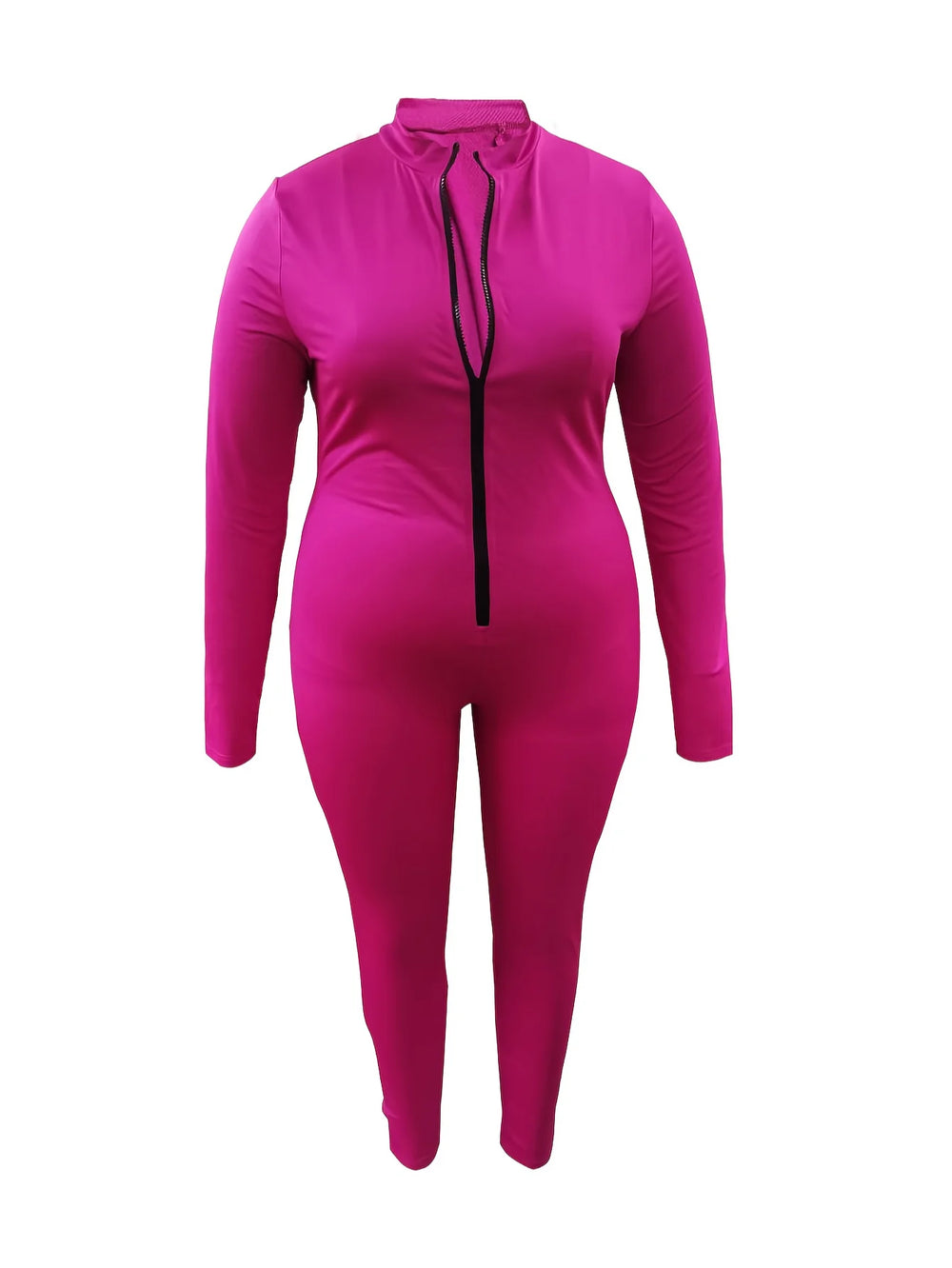 LW Plus Size Sportswear Zipper Design Jumpsuit Women Solid Long Sleeve Bodycon Fashion Sports Jumpsuits Casual Fitness Overall