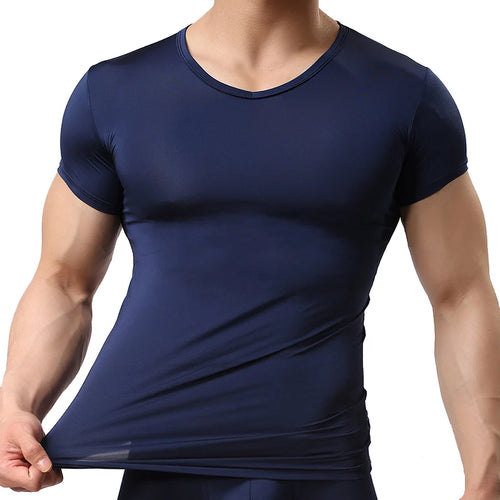Ice Silk T Shirt for Men Summer Breathable Short Sleeve Tops Men's