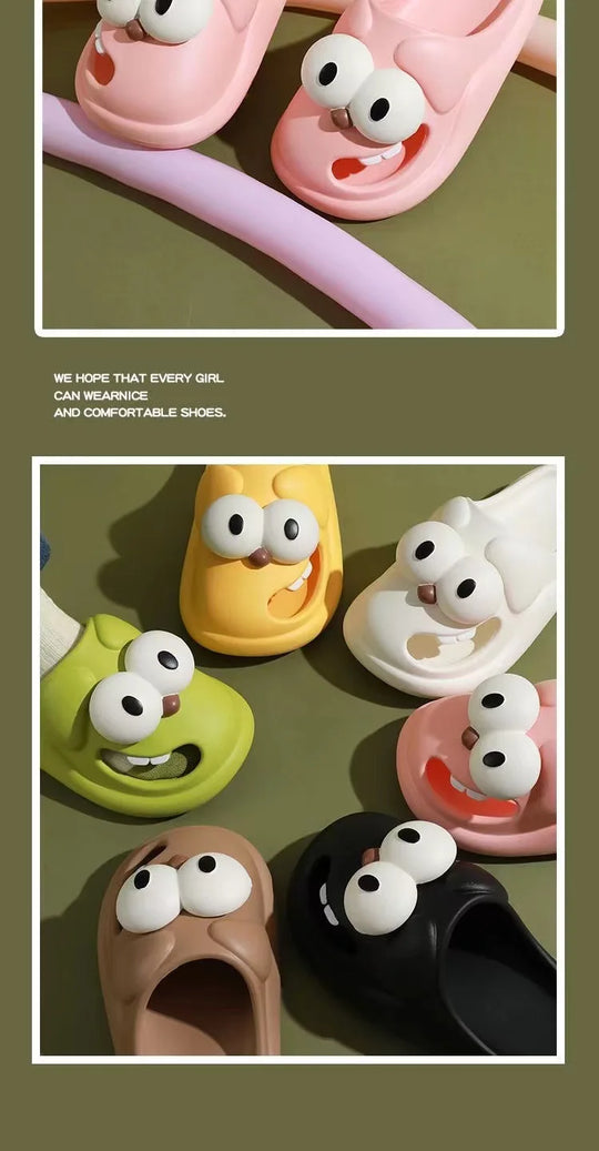 Eyeshine Large Eye Women Slippers Waterproof Lightweight Shower Sandals Fashion House Slippers Lovely Cozy Unisex Cartoon Slipper