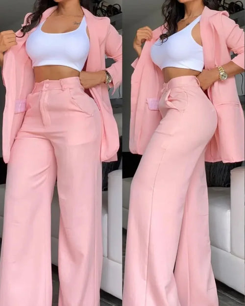Woman Elegant Blazer Sets New Autumn Fashion Women's Notched Collar