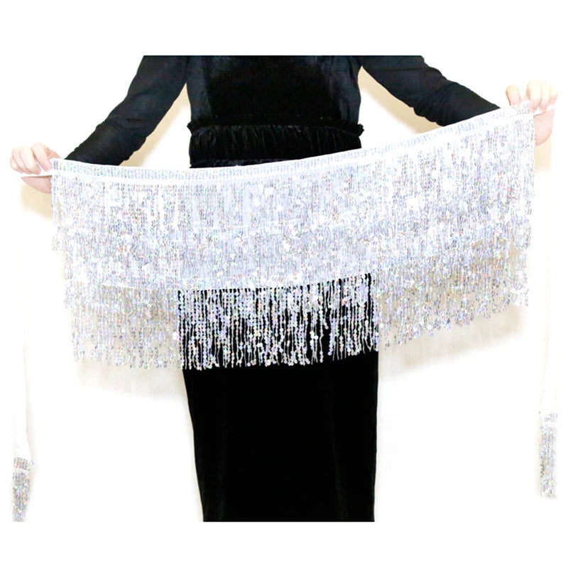 Belly Dance Layer Sequins Skirt Tassel Chain Belts Wrap Party Club