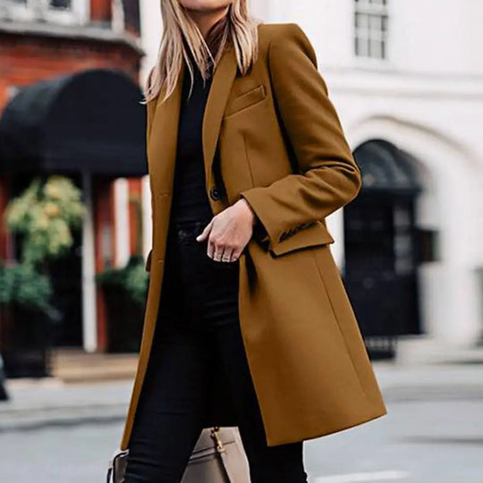 Autumn Winter Trench Coat for Women Suit Coat Single-breasted Long